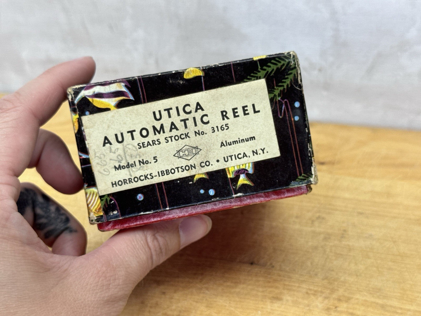 Utica Fishing Reel Empty Box Vintage #1077