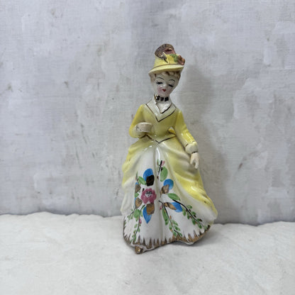 Yellow Dress Lady Figurine Vintage 