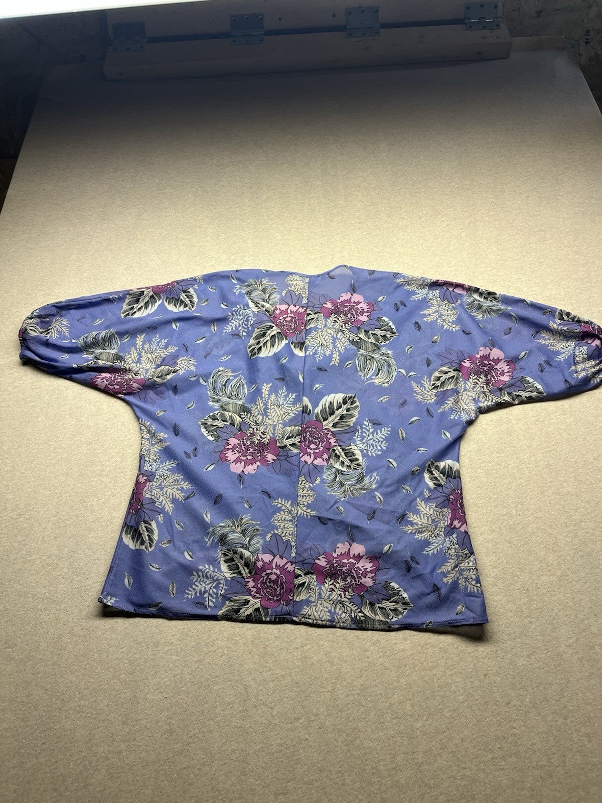 1950s,80s Women’s Purple Sheer Print S Sleeves