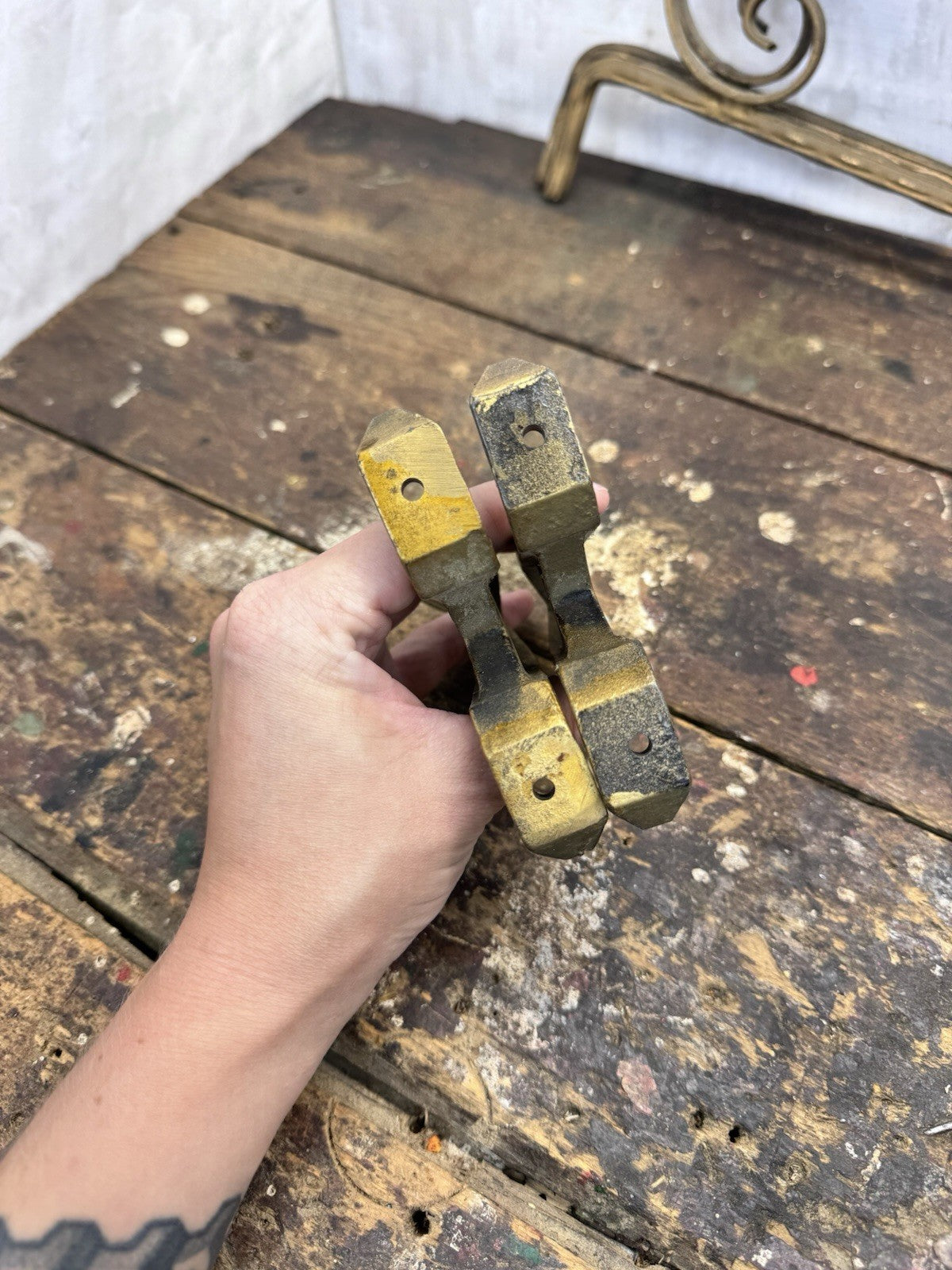Vintage Pair Curtain Rods With Brackets #1014