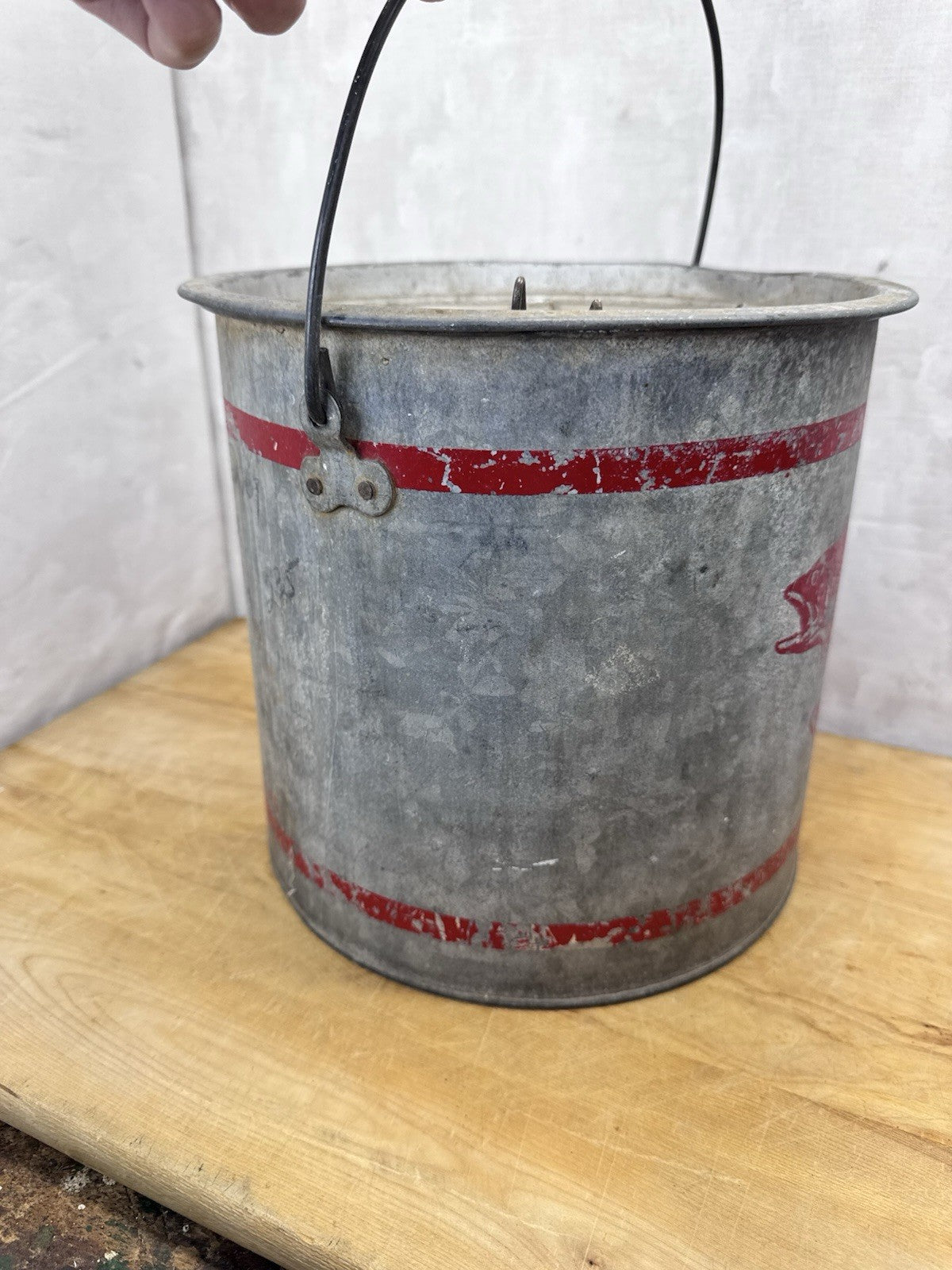 Metal Minnow Fishing Bucket Vintage #1231