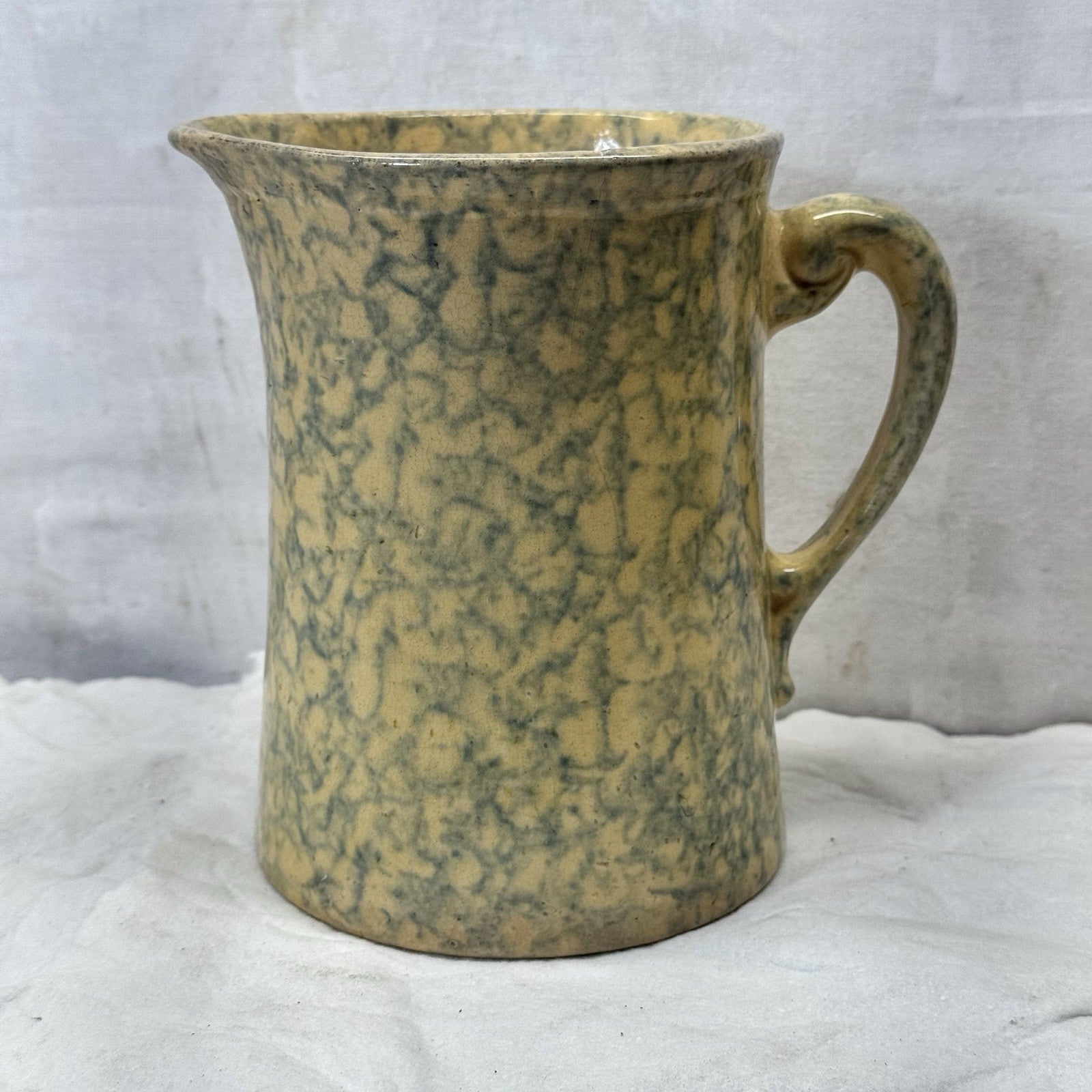 Stoneware Spongeware Pottery Pitcher Vintage