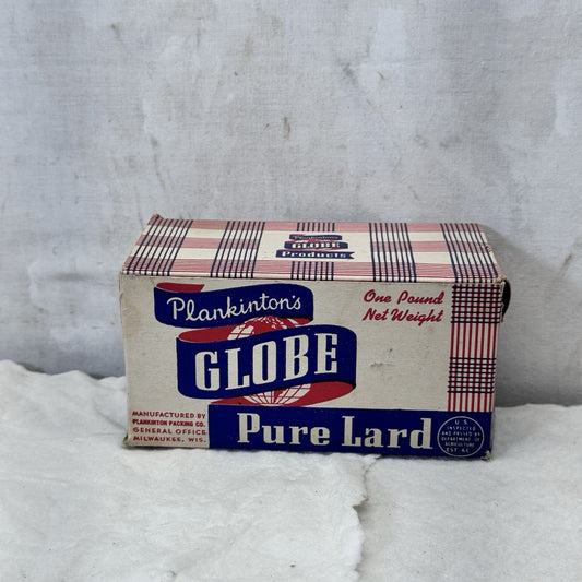 Plankintons Globe Pure Lard Waxed Box Container Empty Vintage