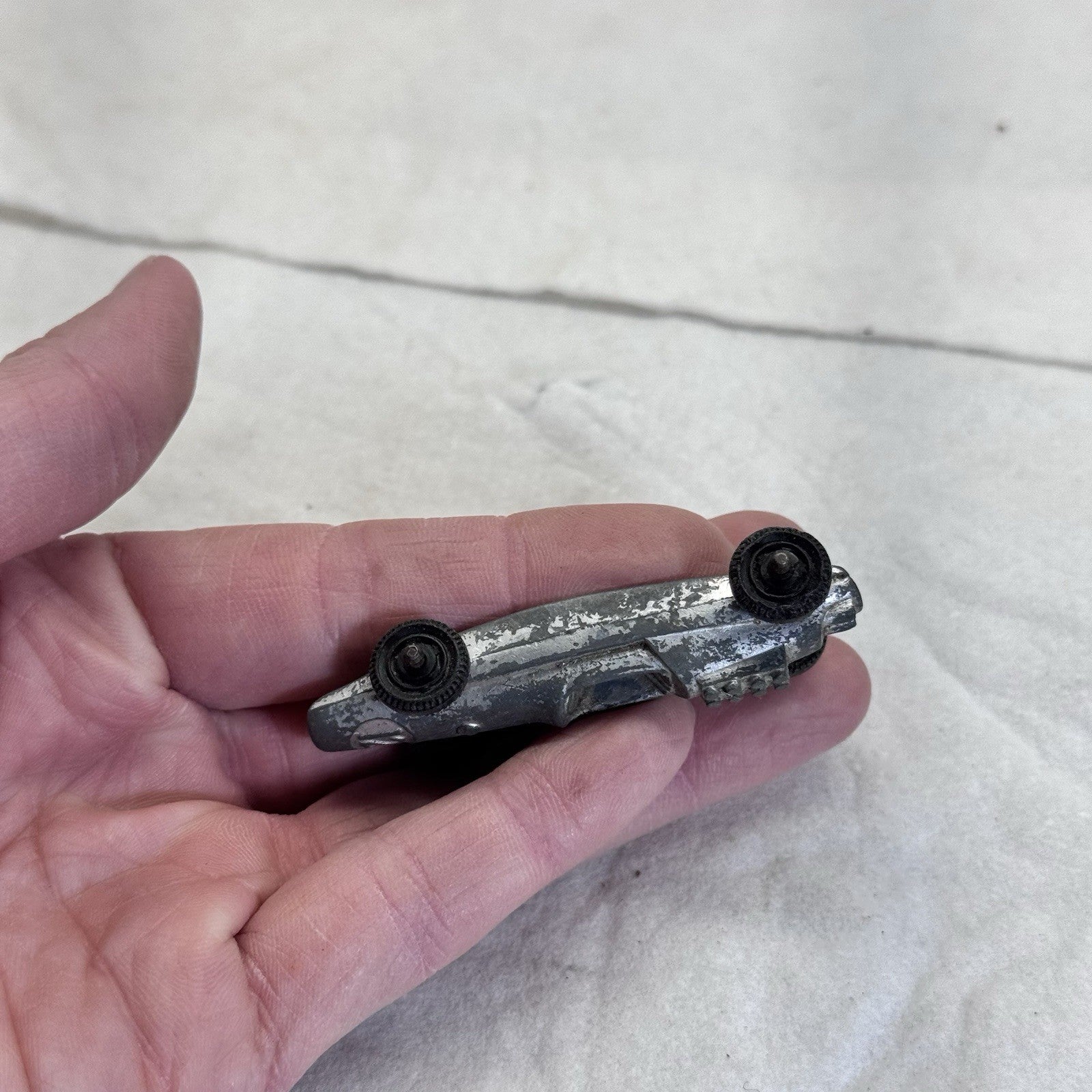 Vintage Tootsie Toy Indie Style Race Car Silver 