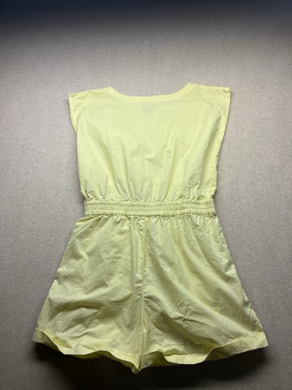 1960s, 70s Women’s Yellow Embroidered Cotton Sleeveless Romper 