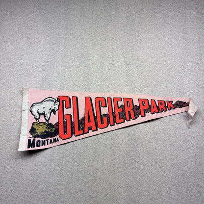 Glacier Park Montana Vintage Fabric Pennant Banner Flag Souvenir 