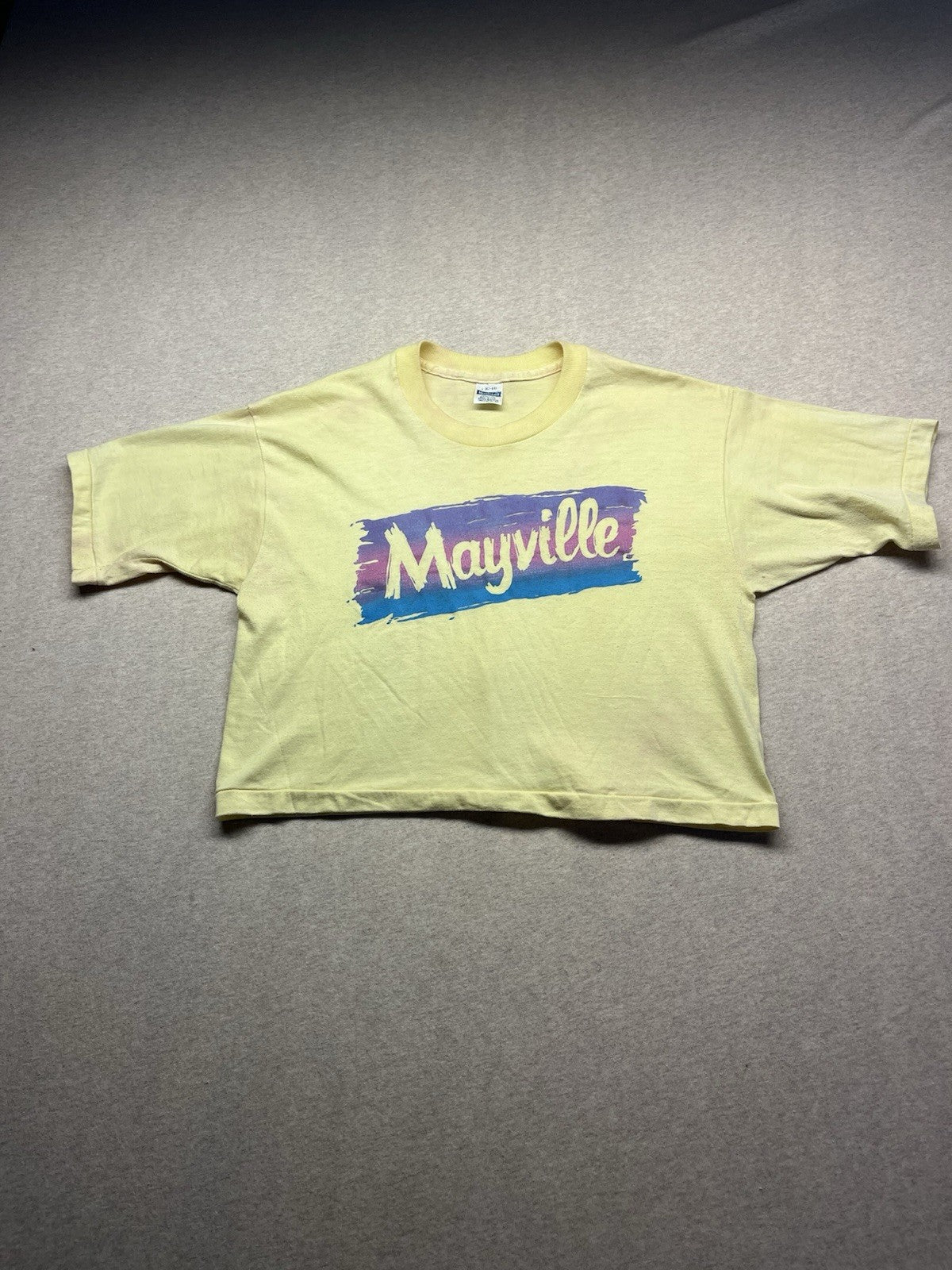 1980s Women’s Mayville Yellow Knit Crop Top