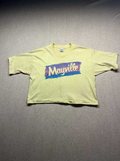 1980s Women’s Mayville Yellow Knit Crop Top