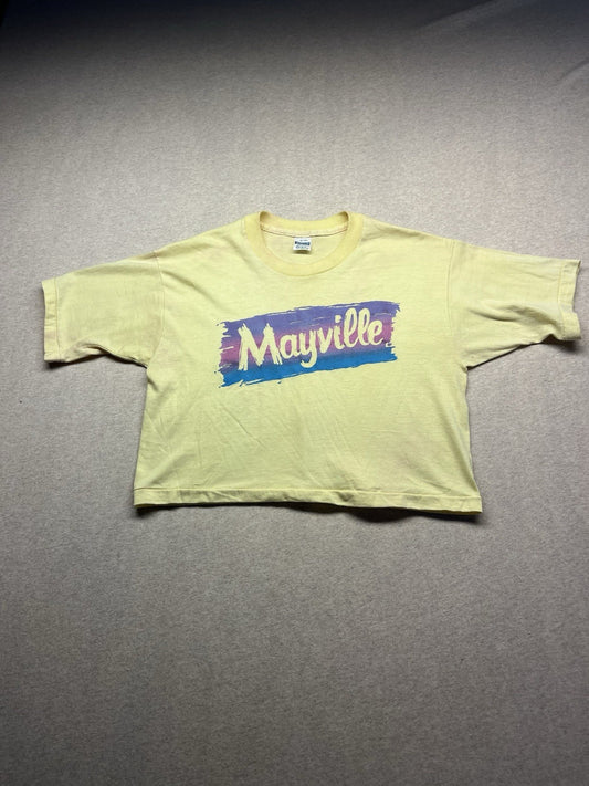1980s Women’s Mayville Yellow Knit Crop Top