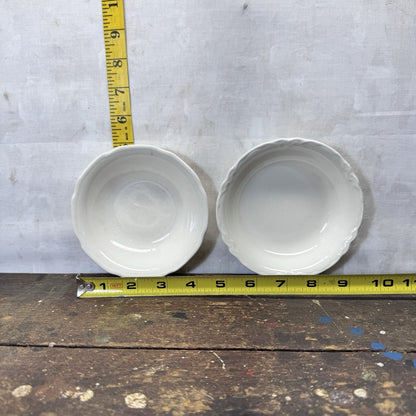 White Stoneware Serving Bowls Flawed 