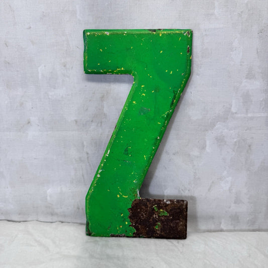 Letter Z Green Rustic Metal Wall Signage Decor Vintage 