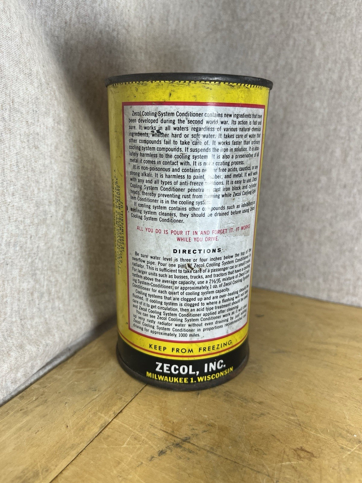 Zecol  Cooling System Empty Tin Vintage