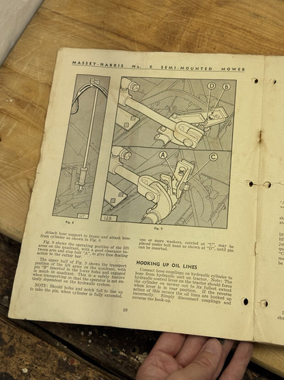 Massey-Harris No. 6 Mower Operating Instructions Vtg #1240