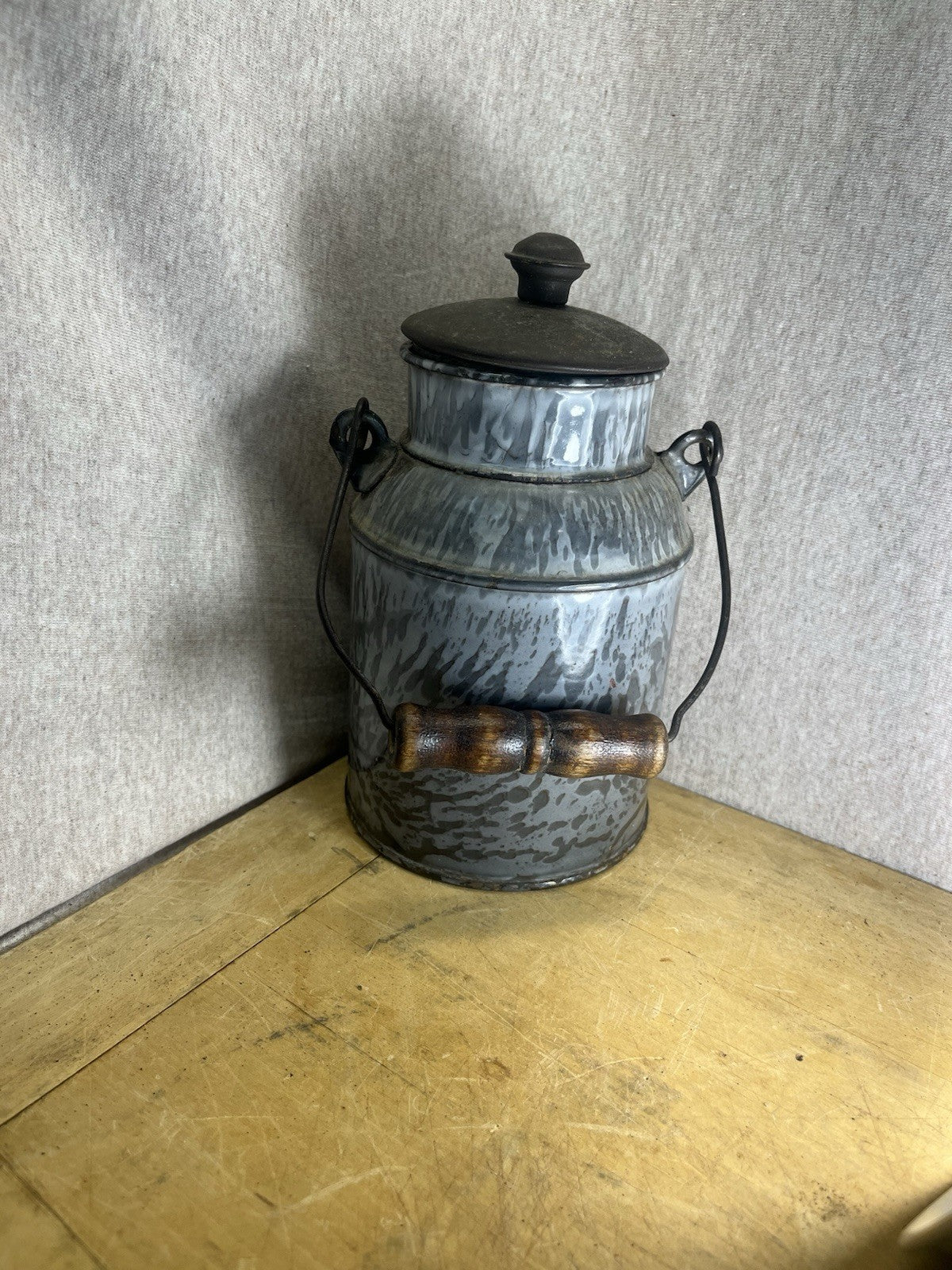 Grey Enamel 7” Cream Can