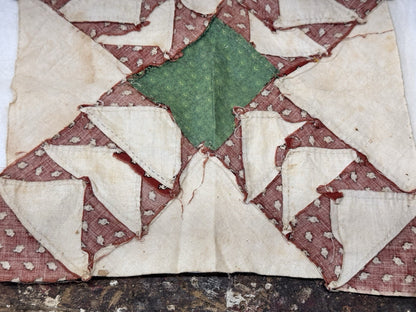 Hand Stitched Fabric Quilt Square Vintage