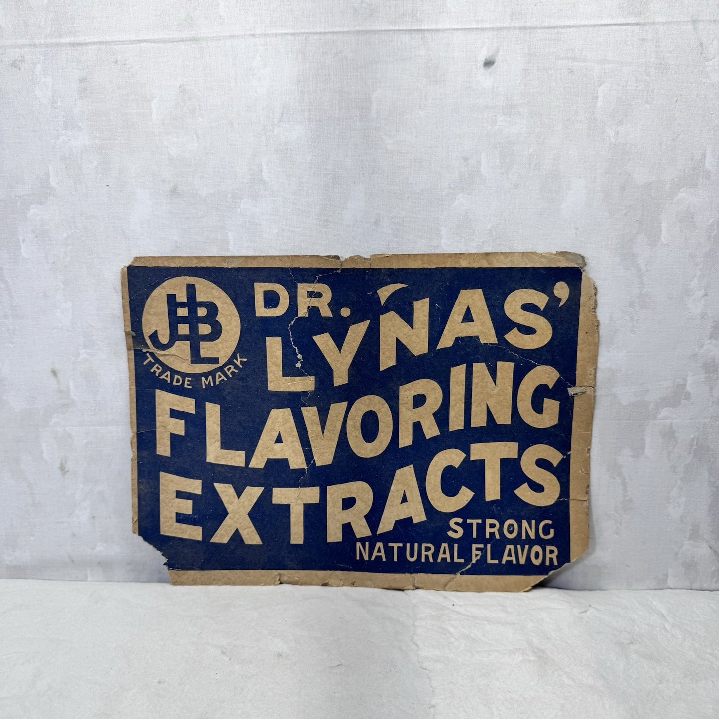 Dr Lynas Flavoring Extracts Heavy Cardboard Vintage Sign Flawed