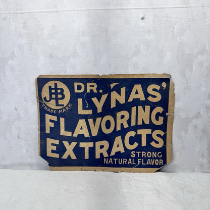 Dr Lynas Flavoring Extracts Heavy Cardboard Vintage Sign Flawed