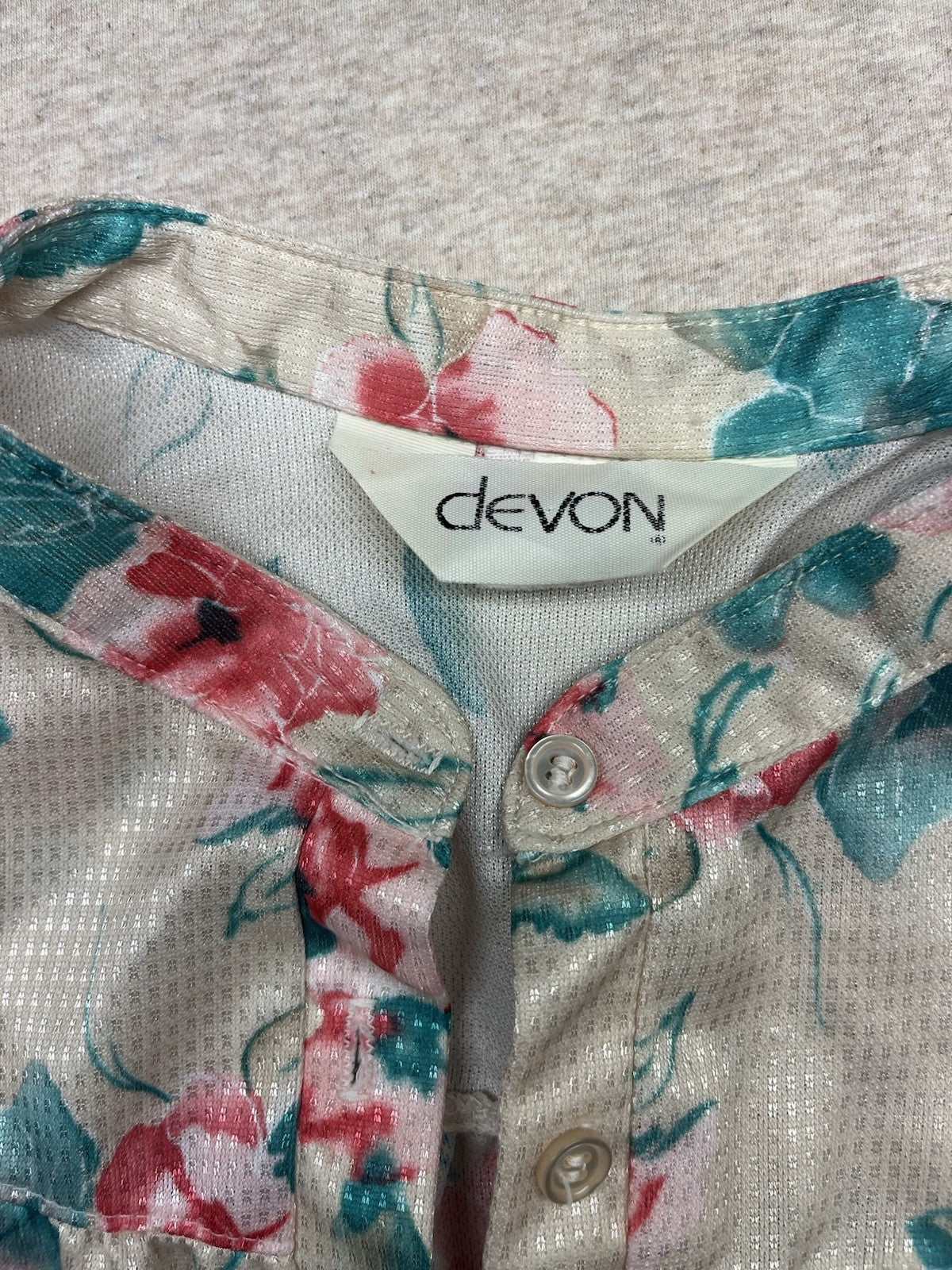 1970s, 80s Women’s L Sleeve Floral Print Knit Top