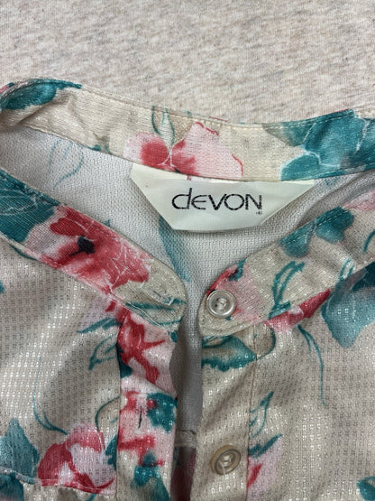 1970s, 80s Women’s L Sleeve Floral Print Knit Top