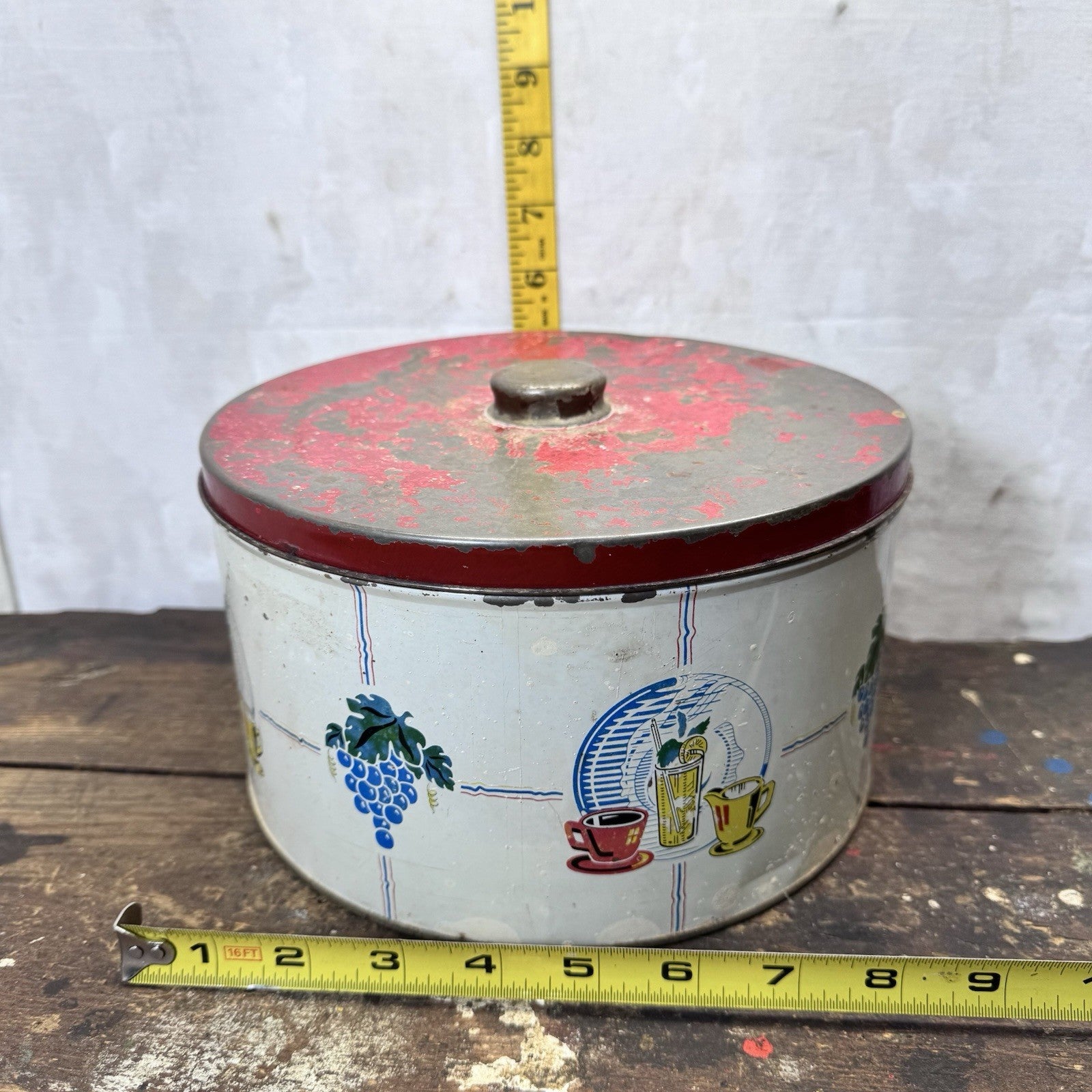 Vintage Rustic Kitchen Cake Canister Tin
