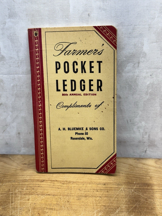 Farmers Pocket Ledger Rosendale Wisconsin Vtg NOS 1952-1953 #1449