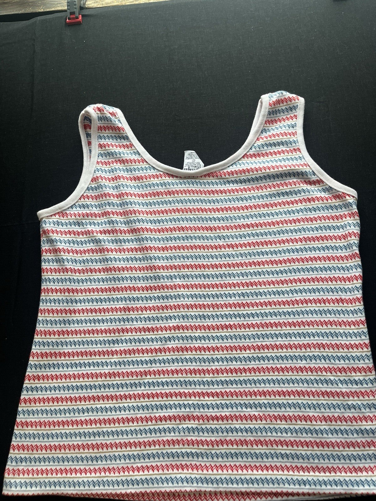 1980s Red White Blue Women’s Society Sleeveless Knit Shirt