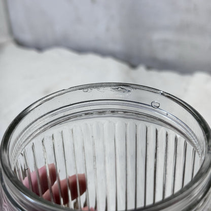 Hoosier Ribbed Clear Jar Tall Vintage Glass