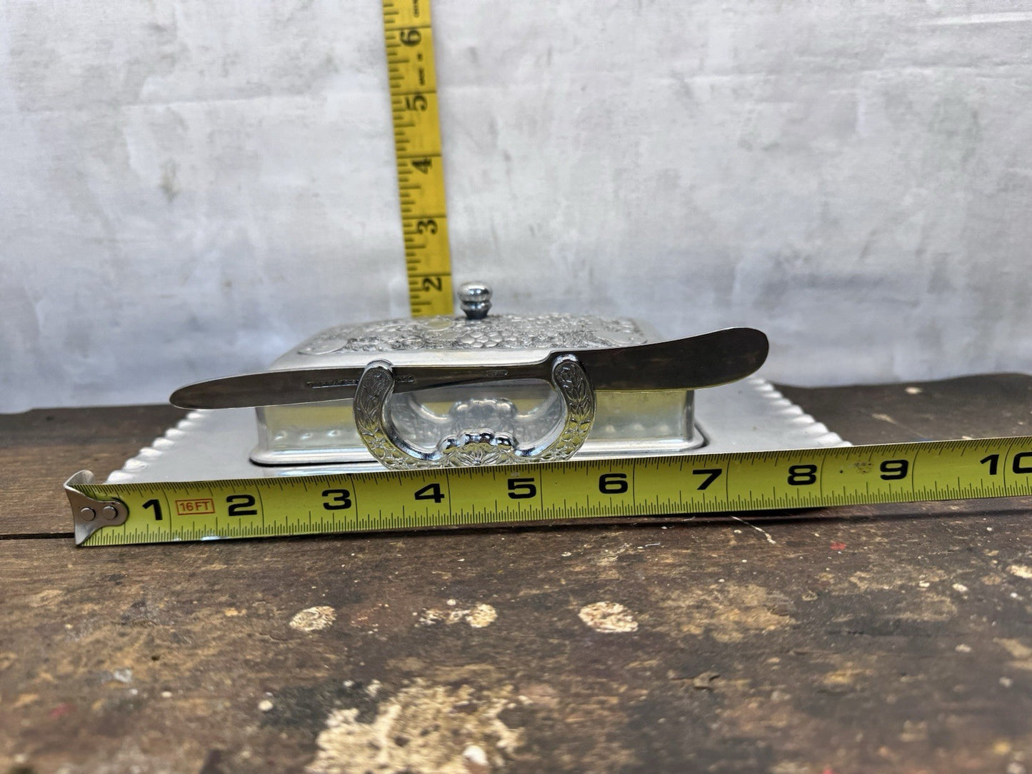 Cromwell Butter Dish Vtg Hand Wrought Aluminum  #S-1506