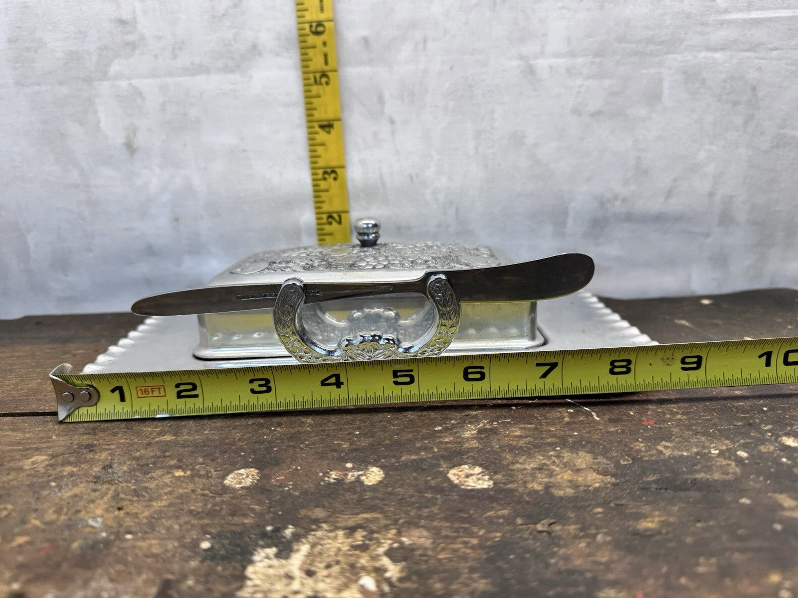Cromwell Butter Dish Vtg Hand Wrought Aluminum  #S-1506