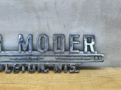 Bob Moder Appleton Wisconsin Car Emblem Vtg #1331