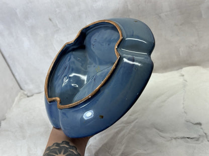 Vintage Serving Dish Blue Painted Floral #s-1905