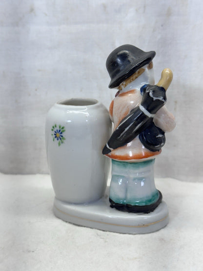 Small Planter Boy Figurine Violin Occupied Japan