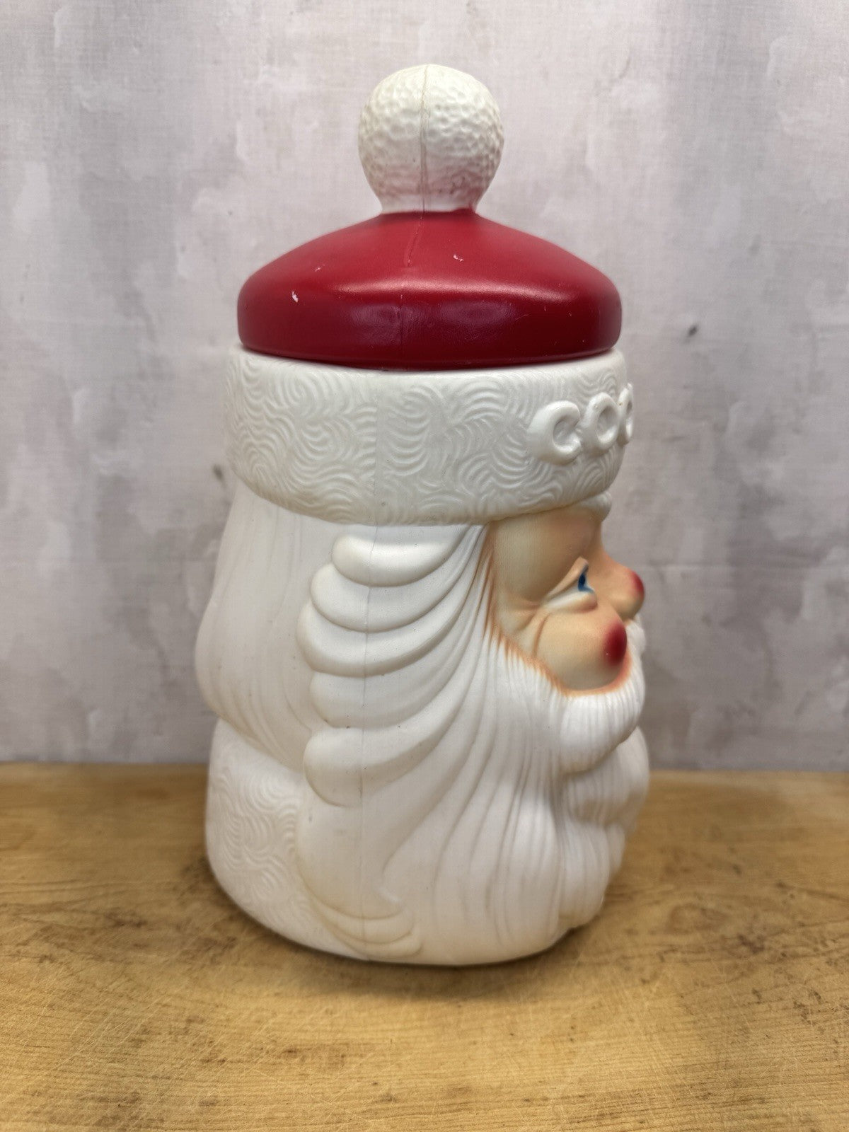 Vintage Blowmold Santa Cookie Jar #1096