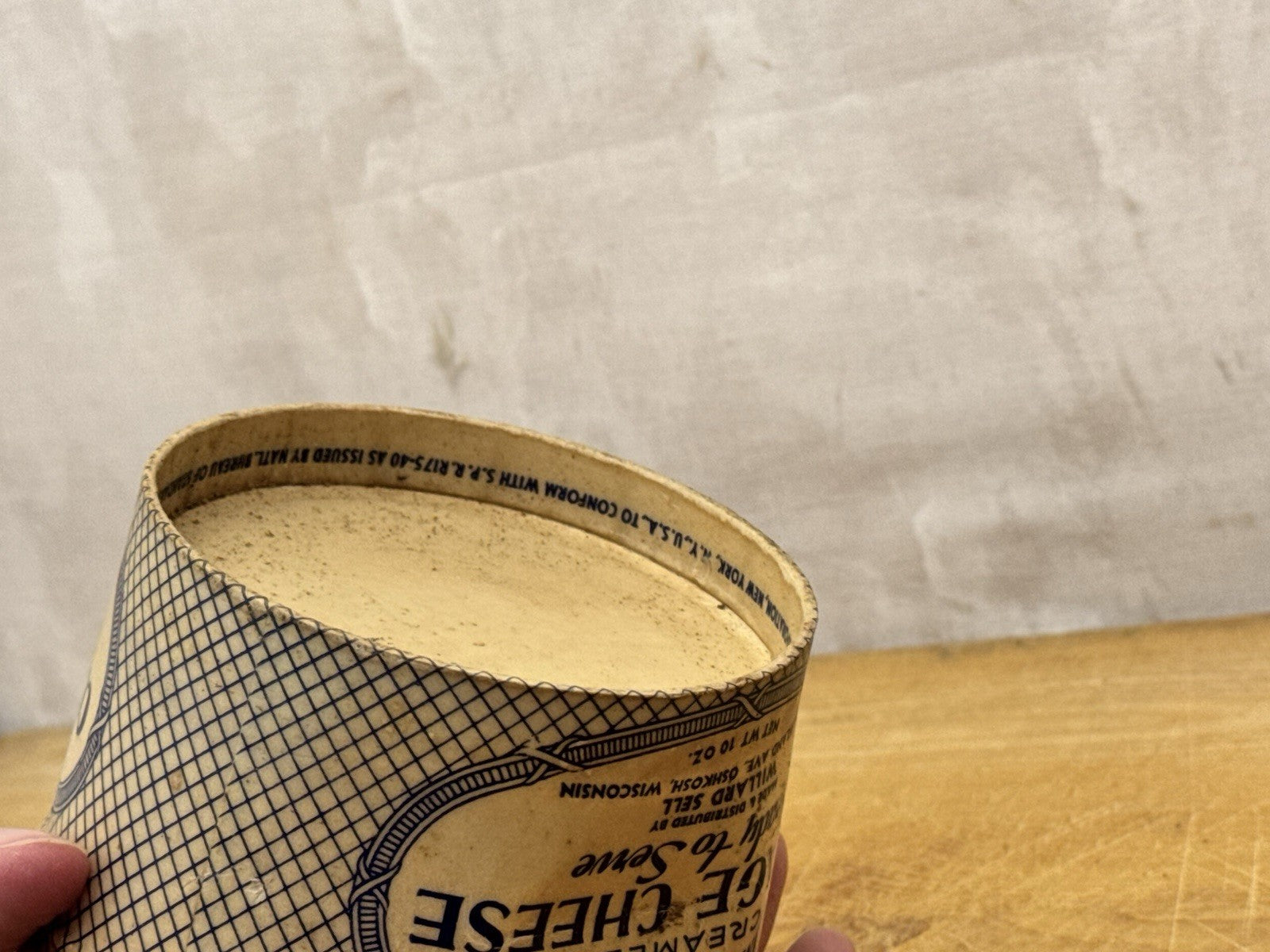 Omro Brand Cottage Cheese Container Oshkosh Wisconsin Vintage #1167