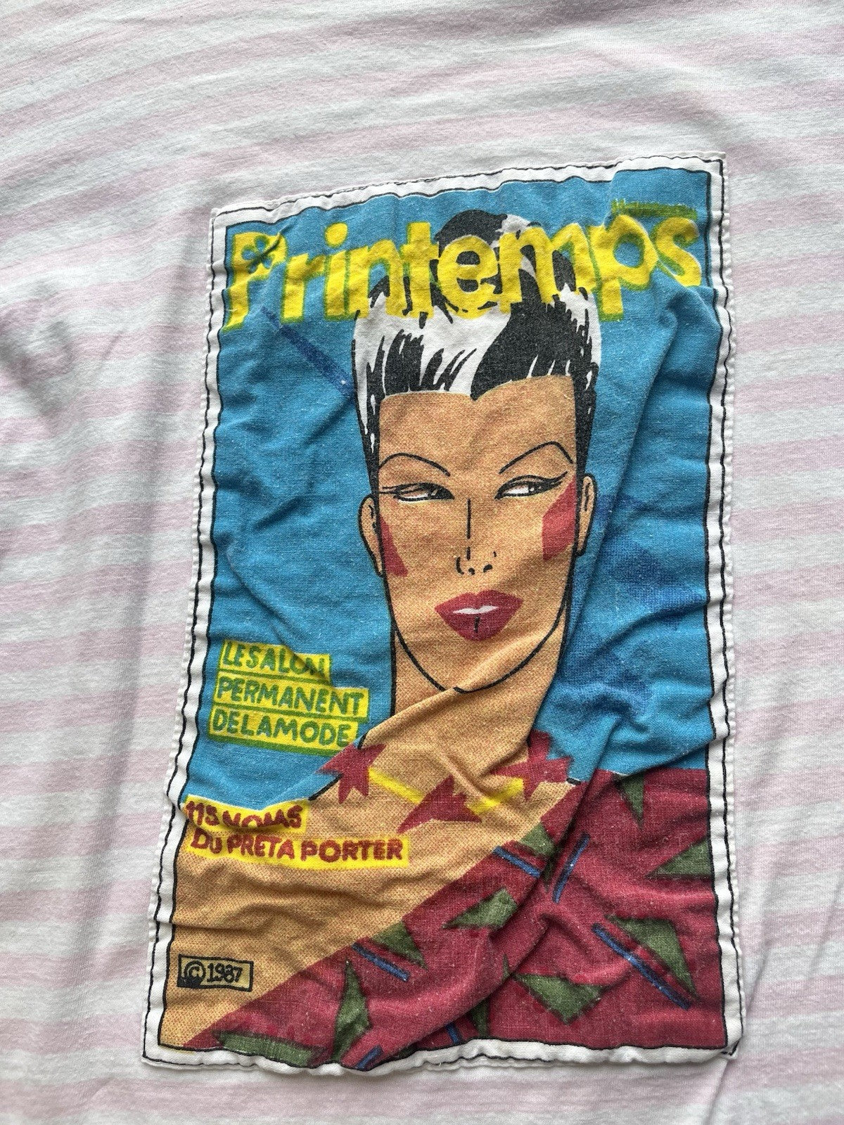 1980s Pink Striped Premtemps Tshirt