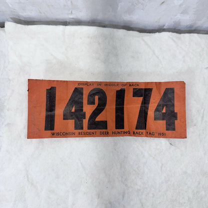 1951 Wisconsin Cloth Resident Deer Hunting Back Tag License