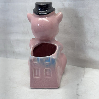Pig Hat Planter Vase Pot Vintage 
