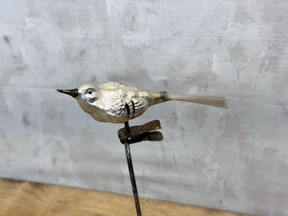 Silver Antique Glass Bird Clip On Ornament #1489