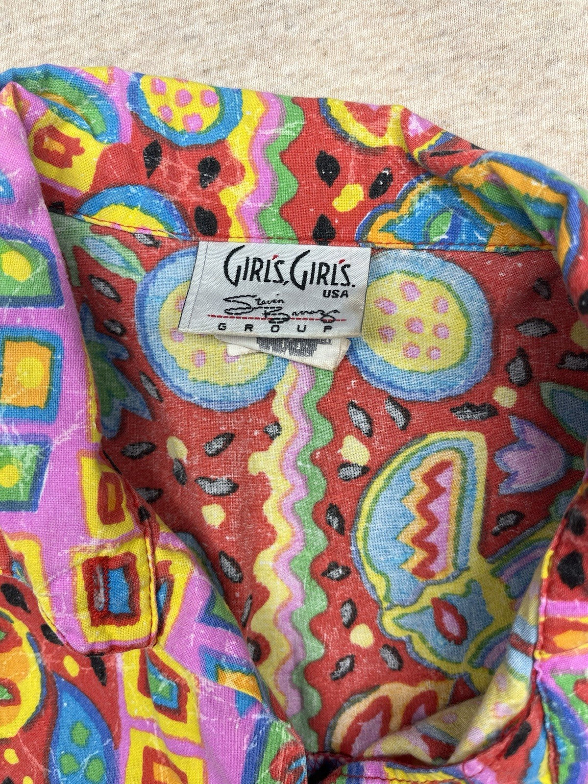 1980s Women’s Flower Print Crop Top S Sleeve Cotton Shirt