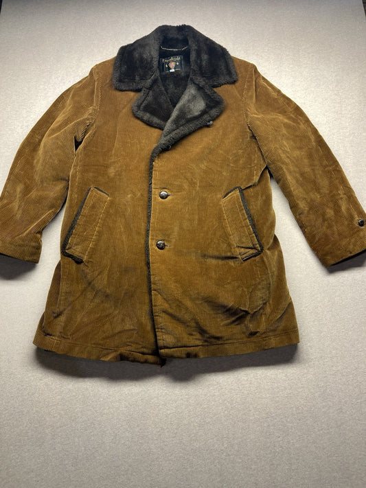 Casual craft Corduroy 42L Coat Faux Fur Inside Vintage