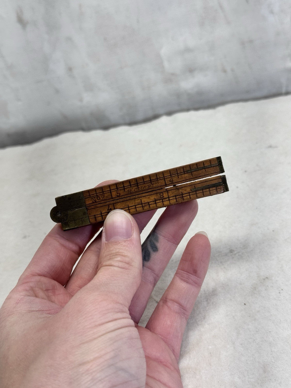 Vintage Wooden Folding Pocket Ruler