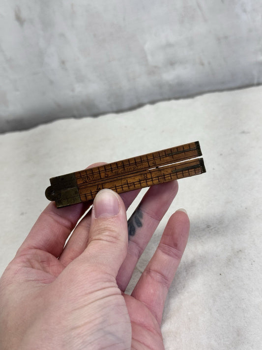Vintage Wooden Folding Pocket Ruler