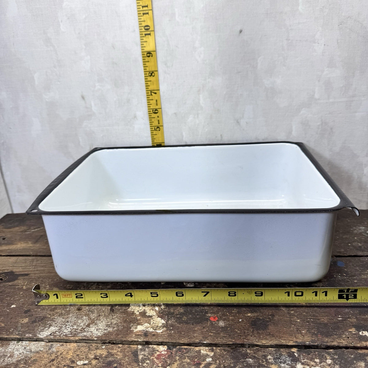 Black And White Enamelware Container Tray Storage Vintage