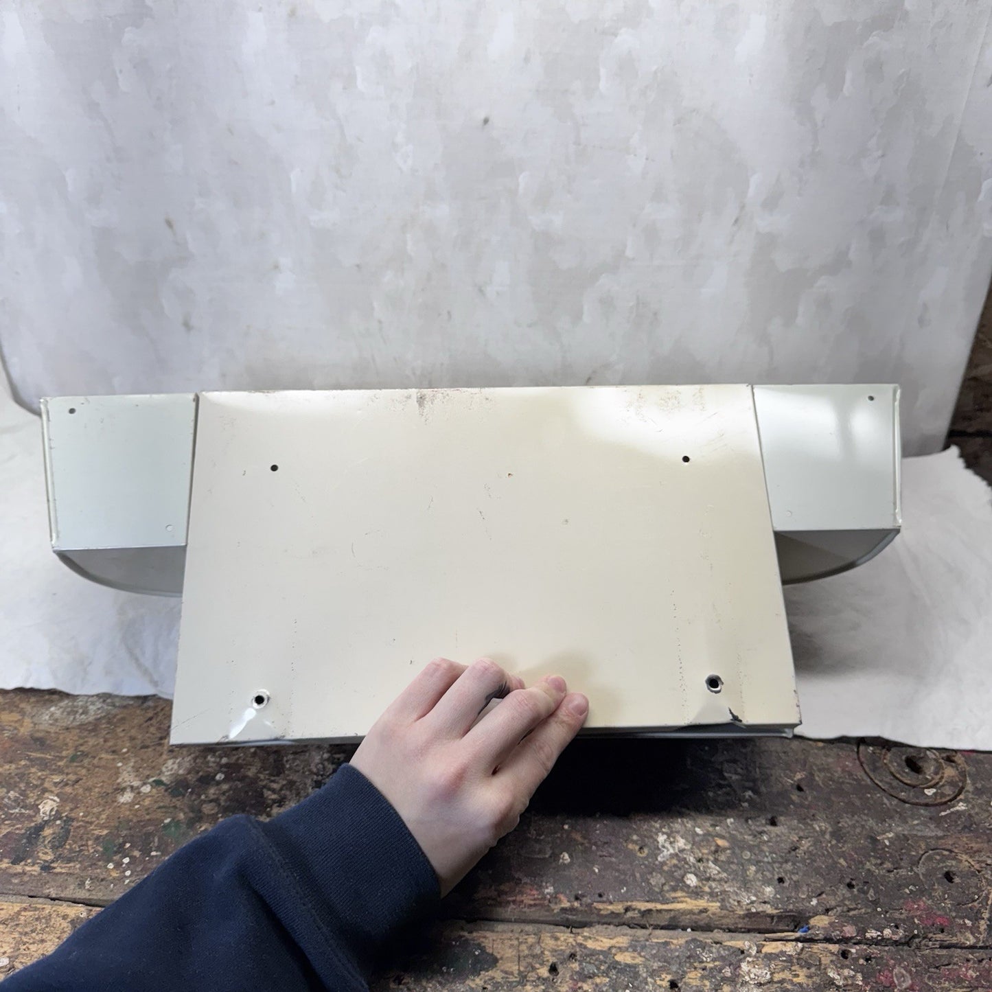 Wax Paper Paper Towel Holder Metal Tin White Vintage 