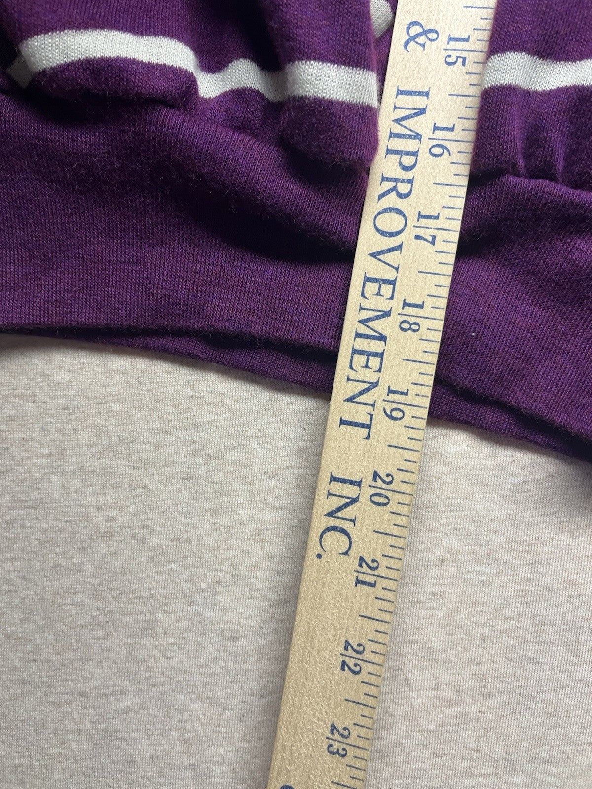 1970s, 80s Women’s Purple & Wht Striped L Sleeve Sweater Padded Shoulders