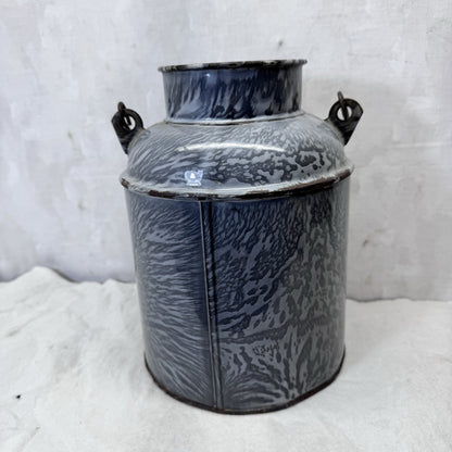 Creamer Can Enamelware Mottled Grey Swirl Splatter Vintage No Lid