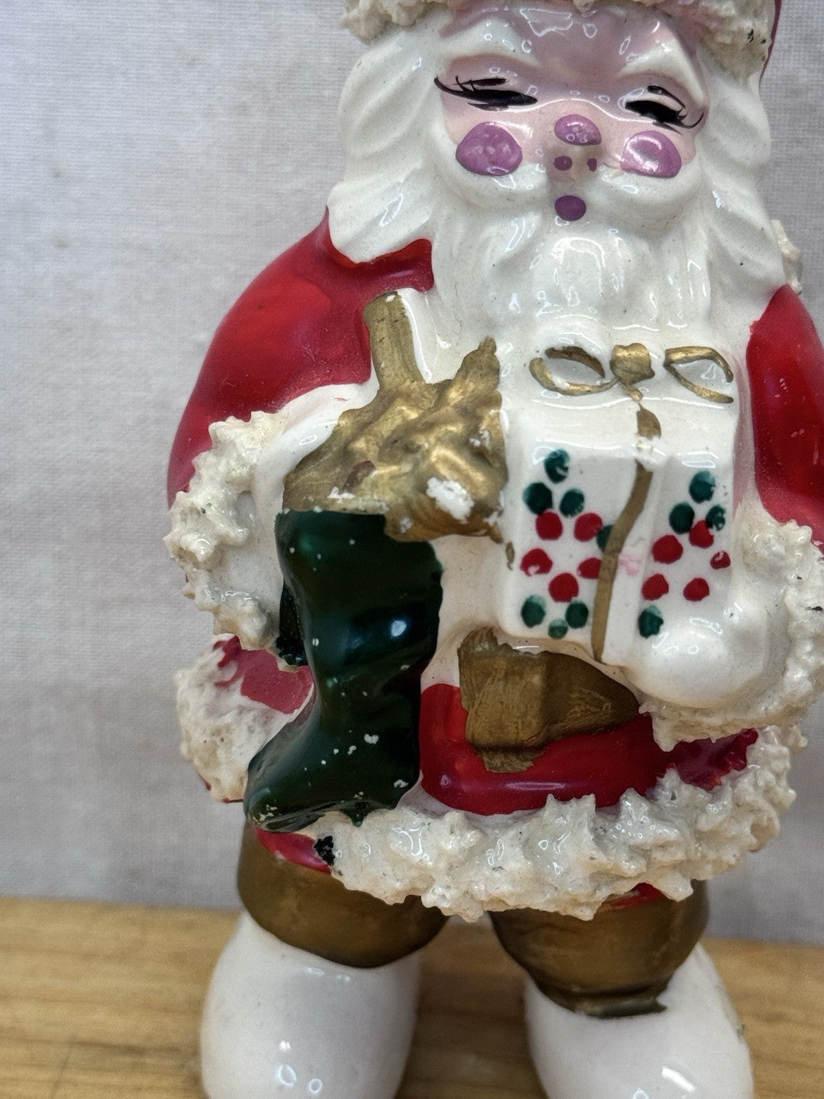 Ceramic Spaghetti Santa Vtg #1303