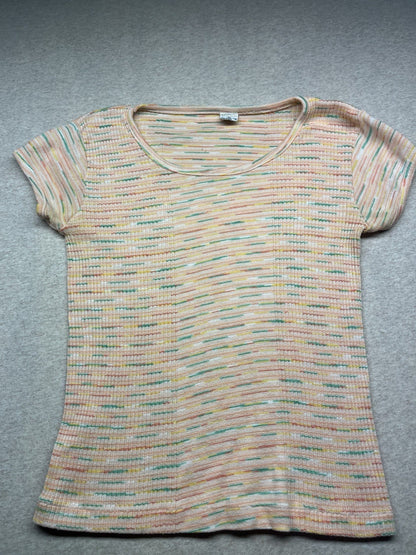1960-70s Women’s Knit Stripe S Sleeve Top
