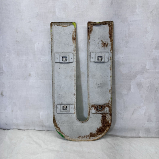 Letter U Green Metal Wall Signage Decor Vintage