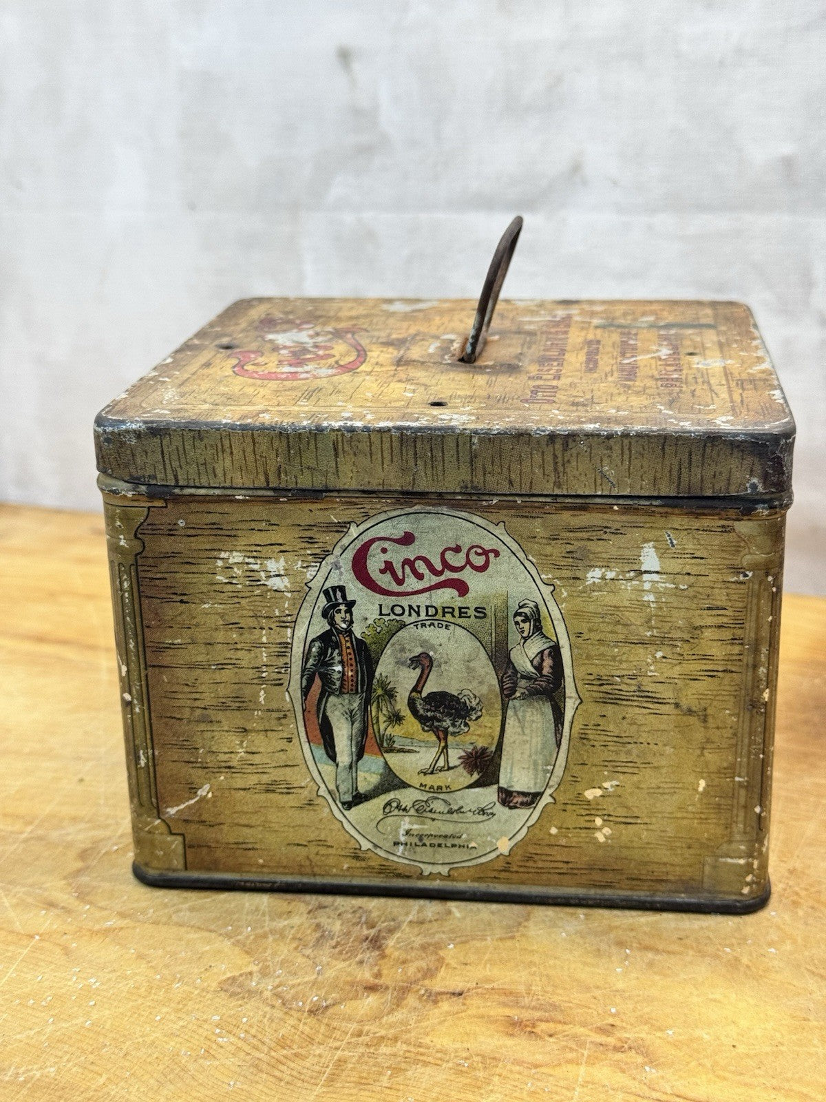 Cinco Empty Handy Humidor Tin Box Vtg #1290